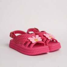 Kit Of 2 Pairs Of Girls' Daisy Sandals, Lightweight And Comfortable, Braided School Shoes - 藍色+粉紅色 - 查看 3