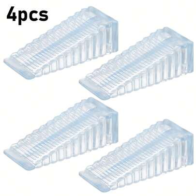 2pcs/4pcs Transparent Silicone Door Stopper - Made Of Durable Silicone Material, Non-Slip Striped Design, Firm Grip, Ensures Home Safety, Great Indoor Decor, Suitable For Living Room, Kitchen, Bedroom, Hotel, Bathroom And Apartment