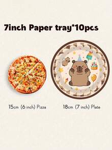 80/10pcs Cartoon Capybara Theme Party Supplies Set, 7/9 Inch Plates Cups Napkins Banners Tablecloth Set, Suitable For 10-80 Guests, Suitable For Birthday Picnic Camping Celebration Decoration - Multicolor - View 13