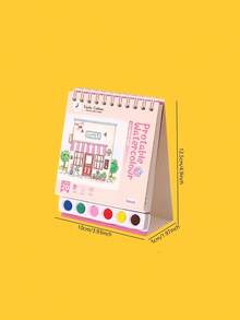 便携式 20 页水彩画册，螺旋装订素描本，含水彩颜料和画笔，创意艺术旅行伴侣，桌面装饰 - 彩色 - 查看 11
