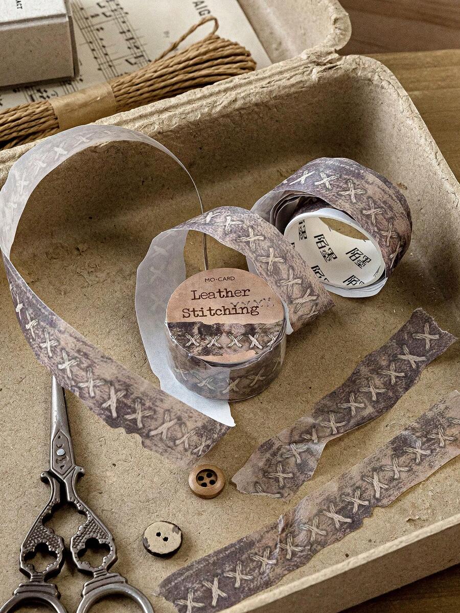 MOCARD لفة 2 متر من شريط زخرفي قابل للتمزيق بطراز عتيق، مواد حرفية DIY للألبوم الفني، هدايا المناسبات، لوازم مدرسية لألبوم الصور الشخصي - بني - مشاهدة 1