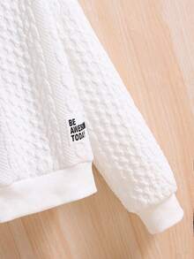 Young Girl Solid Color Letter Embroidered Zip-Up Sweatshirt - White - View 6