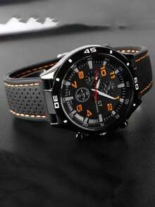 流行复古休闲时尚石英腕表，皮革表带，适合青少年和商务男孩