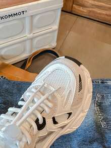 Teenage Girls' Comfortable Lace-Up Sports Shoes, Suitable For Daily Wear, Versatile Contrast Color, Campus Student Shoes, Spring/Autumn - Màu be - Xem 6