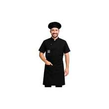 BIG Conjunto de Chef Profesional, 3 Piezas, Negro, Uniforme de Cocina con Gorro, Camisa Manga Corta y Delantal - 2X Grande + Negro - Ver 2
