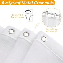 Extra Long Shower Curtain 84 Length, Heavy Duty White Linen Fabric Shower Curtain Set With Liner And Hooks, Simple Elegant Country Farmhouse Bath Curtains For Bathroom, Mesh Top Window{"Color_name":"White-DoubleLayer","Size_name":"72\"Wx84\"L(Packof1)"} - 多色8 - 查看 7