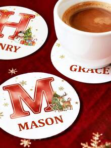 Custom Name Acrylic Coasters - 1/2/4pcs Personalized Initial Drinks Coaster, Square Acrylic Cup Mat For Home Bar Kitchen Dining Table, Custom Text Coasters For Christmas Thanksgiving Birthday Party Decor, Personalized Coasters For Family Friends Couples Gift, Durable Acrylic Drink Coasters To Protect Tabletop From Water Stains Scratches, - Normal - View 4