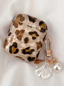 Airpod Pro 3 Protective Case, Shell/Leopard Print Pattern, Apple Bluetooth Earphone Cover With Lanyard, Soft Case For Airpod 1/2, Airpod Pro 2 & 3 - Gold - View 3