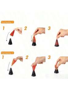 1PC 3D Printed Spiral Cone Anxiety Relief Fidget ,Decompression 3D Printed Double-Sided Spiral Cone - Colorful Gradient Structure,Suitable For Home Decor ,Birthday Accessories,Party Gifts,Perfect Gift For Stress Relief And Sensory Relaxation, Novelty Gifts For Friends - Multicolor - View 5