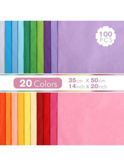 Kesote Papel de Seda Papel de 20 Colores para Hacer Manualidades Decorativas (50 x 35)