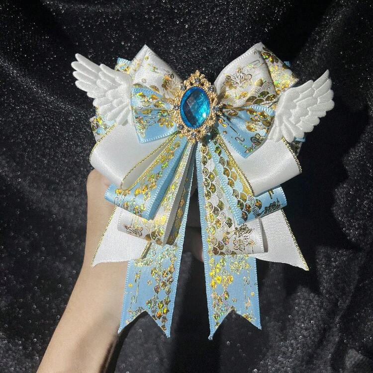 1個 かわいい装飾用リボンブローチ、ハンドメイド天使の翼DIY完成品、オタクアイドルファン応援グッズ、コスプレ衣装アクセサリー、ロリータバッグの装飾 - マルチカラー - 見る 3