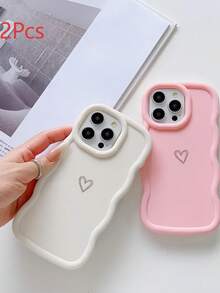 2 件多巴胺大波浪心形手机壳，柔软保护套，兼容 17/Redmi Note 11 4G/Galaxy A55/Infinix Note 30/Moto E30/Camon 20/Camon 20 Pro 4G/Spark 8C/Spark Go 2022/Smart 7、Smart 8 - 彩色 - 查看 2