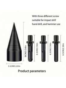 4 件重型 32 毫米劈木机附件 - 多柄锥形/方形/六角工具，可轻松劈木 | 省力设计，适用于柴火、树木砍伐和林业工作（通用液压/电动工具）