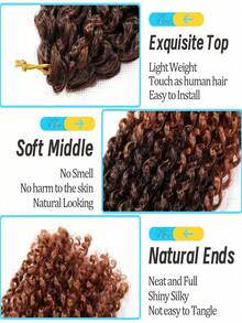 3 件 Marley 钩针接发 8 英寸鲍勃激情扭结钩针编织假发 合成卷曲编织接发 女士万圣节圣诞节适用 - 彩色 - 查看 5