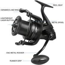 纺车轮，最大拖拽力25公斤，海水纺车轮，CNC铝合金线杯，8+1轴承，不锈钢主轴，海钓理想礼物 - 黑色 - 查看 5