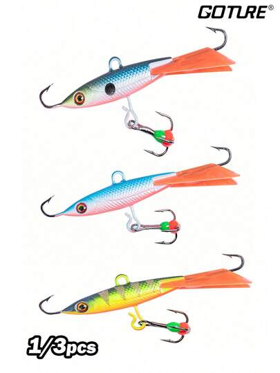 GOTURE 1/3 قطعة ذيل زلاجة طعم صيد السمك على الجليد، خرزة ذيل سمكة صلبة خطاف الجليد - 2.28 سم مناسب لطعوم السمك المختلفة (0.32 جرام خندق عميق)