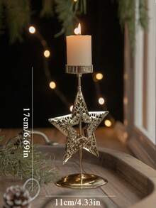 Cirelle 金色圣诞复古烛台、橱窗展示、锻铁圣诞装饰品、烛台和圣诞桌面茶灯。适用于圣诞装饰、家居装饰，简约时尚，营造氛围，可用作节日礼物、情人节礼物、新年礼物、圣诞礼物。 - 金色 - 查看 10