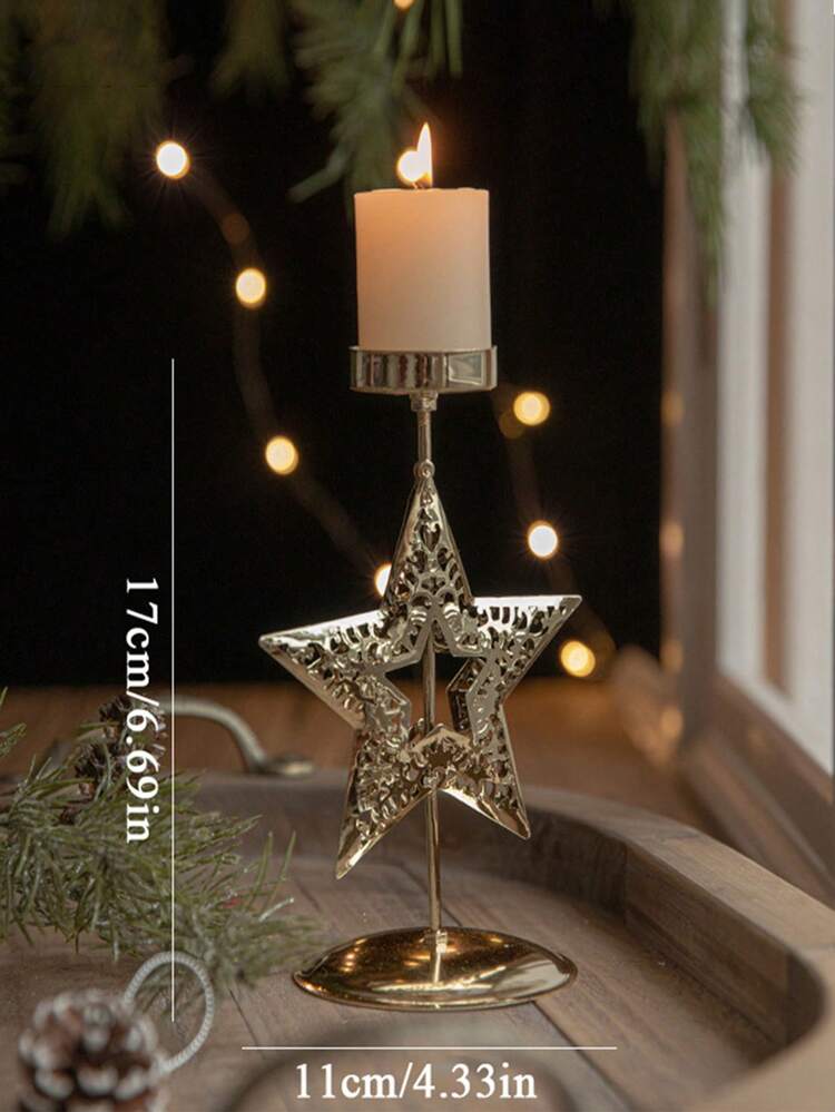 Cirelle 金色圣诞复古烛台、橱窗展示、锻铁圣诞装饰品、烛台和圣诞桌面茶灯。适用于圣诞装饰、家居装饰，简约时尚，营造氛围，可用作节日礼物、情人节礼物、新年礼物、圣诞礼物。 - 金色 - 查看 10