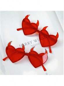 1 件派对眼镜魔鬼角装饰眼镜时尚生日派对太阳镜，万圣节服装女士，红心皇后服装，红心皇后服装，红色太阳镜，成人服装，Bratz，红色翅膀