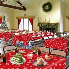 3Pack Christmas Plastic Party Tablecloth For Rectangle Tables Christmas Disposable Table Cloth Decoration Red Snowflake Xmas Tablecloths For Winter New Year Holiday Supplies 54x108in