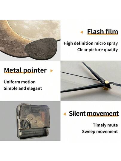 1pc Creative Art ation Wand Clock, Super Quiet Quartz Movement, No Ticking Sound, Room ation, Home Living Bedroom Classroom Kitchen Office Restaurant Ho view 4