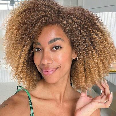 Short Kinky Curly Wigs Side Part Afro Curly Wig For Brown Blonde Twist Out African American Synthetic Wigs For Women