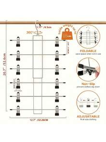六层360°旋转裙架，节省空间的带夹子衣架，衣柜收纳架，适用于家庭、办公室、宿舍、旅行、洗衣房 - 彩色 - 查看 11