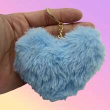 Cute Heart-Shaped Pom Pom Pendant, Adorable Plush Keychain Bag Charm, Multifunctional Decorative Gift, Girly Christmas Present - Holiday Atmosphere - Sweet Scene - Multicolor - View 15