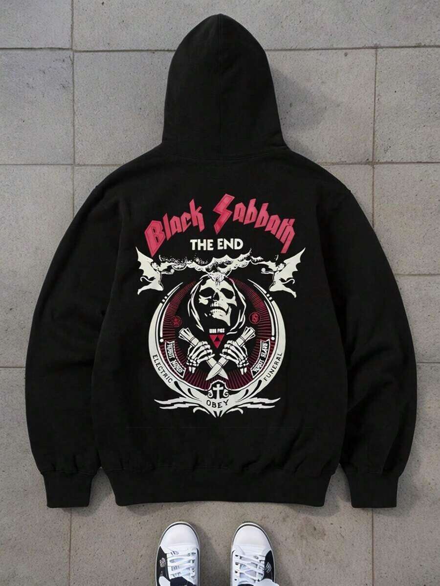  PC Graffiti Style American Street Print Hoodie | Personalized Hip Hop Short Sleeve Tops | Hip Hop Cotton Men's Hoodie,Fall Hoodies,Men's Fall Clothes,Street Wear,Halloween,Mens Hoodies,Y2k Clothes,Jesus Hoodie,Thanksgiving Day,Nightmare Before Christmas,Christmas - 黑色 - 查看 1