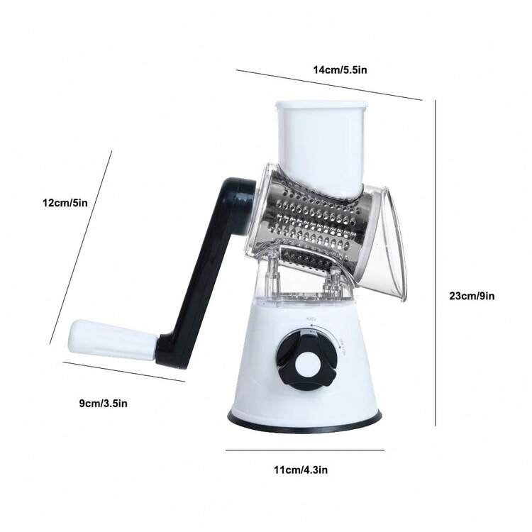 3-In-1 Rotary Cheese Grater & Vegetable Slicer, Mandolin Slicer With Detachable Blades, Built-In Storage Box, Waffle Cutter With Comfort Handle, Strong Suction Base & Nut Chopper, All-In-One Multifunctional Kitchen Gadget - White - View 6