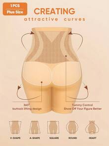 Plus Size High Waist Seamless Tummy Control Shaping Panties For Women XL-5XL Stretchy Comfortable Breathable Butt Lifting Slimming Underwear For Daily Wear And Fitness - Màu be - Xem 3