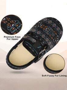 Leisfit Women's Autumn And Winter Velvet Flat Shoes, Comfortable And Breathable Round Toe Casual Shoes, Low Cut Adjustable Soft Soled Warm Home Casual Shoes, Suitable As Gifts For Wives And Mothers - Black Pattern - View 5