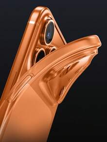 1pc Luxury Minimalist Ice Feel Clear Matte Case Compatible With IPhone 17 Air 16 14 13 12 15 11 Pro Max Plus Transparent Camera Protection - Orange - View 4