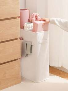 大容量布艺健身器材收纳盒：瑜伽垫收纳袋，带口袋，可折叠健身装备收纳袋，适用于阻力带、水瓶、网球拍和瑜伽砖 - 耐用可折叠运动收纳盒，是家庭健身房/卧室/衣柜的理想之选，中性时尚帆布材质，易于清洁。 - 白色 - 查看 7