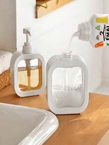 Large Capacity Empty Bottle For Hand Soap, Laundry Detergent, Press-Type Shower Gel, Dishwashing Liquid - White - View 3