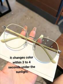 1pc Ladies With Standards, Student Light Circular Solid-Color Flat Light Glasses. Simple And Versatile, The Transparent Lenses Are Suitable For Reading And Computer Viewing