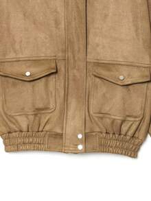 DEEKA Autumn/Winter New Women's Fashion Casual Suede Texture Bomber Jacket - Brown - View 10