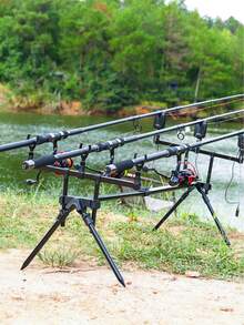 SOUGAYILANG 1 件套钓鱼竿合金材质支架耐用便携非常适合解放双手的地面钓鱼钓鱼者的好伙伴 - 黑色 - 查看 11