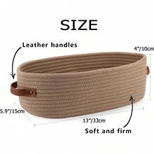 1 chiếc giỏ đựng đồ hình bầu dục đan thủ công có tay cầm bằng da, dùng để bàn, phòng tắm, trang trí nhà cửa, có nhiều màu sắc để lựa chọn. - Nhiều màu - Xem 6