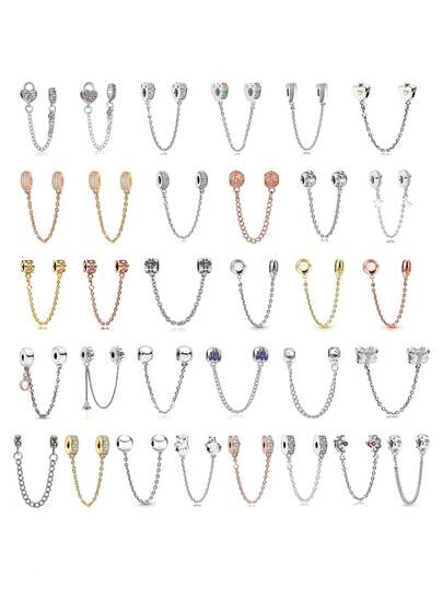 1pc Fashionable Personalized Silver, Gold, Rose Gold Multi-Element Heart Charm, Suitable For DIY Bracelet, Bangle, Anklet, Safety Chain Pendant