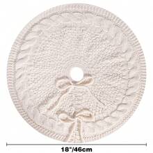 1pc Knitted Christmas Tree Skirt – 18.11 Inch Red Cable Knit Small Xmas Tree Base Cover With Bow Tie , Rustic Holiday Decoration For Mini Christmas Tree, Home, Party, Farmhouse Decor Christmas Decorations Winter Room Decor Christmas Decorations Home Christmas Gifts Christmas Decor - Multicolor - View 8