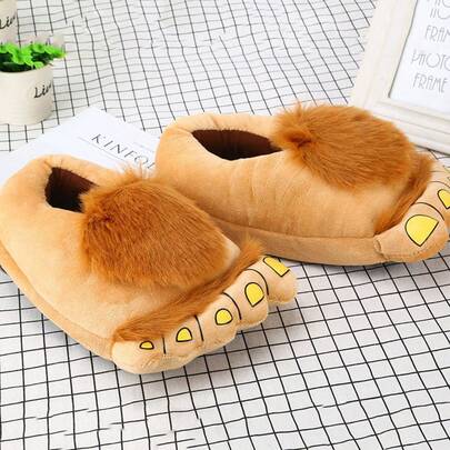 Pantuflas de peluche creativas de hobbit al por mayor, cálidas para el hogar, para parejas, con suela gruesa, nuevas zapatos de algodón