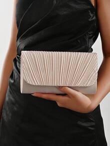 REMANLAND Exquisite And Simple Women's Party Bag, Apricot Striped Pleated Evening Handbag, Suitable For Women's Party, Wedding, Dinner, Banquet Evening Bag, Suitable For Party Girls, Ladies, Suitable For Women To Attend Parties, Weddings, Dances, Dinner/Banquets, Is The Best Gift For Women