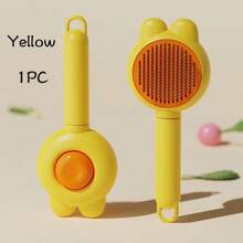 1/2 件粉色、白色、黄色自清洁光滑梳子，适用于猫和狗 | 宠物毛发去除美容工具 | 幼犬和猫的必备梳子配件，适用于猫和狗，长毛猫美容工具和狗毛清洁，美容按摩梳，针式抓挠工具，适用于猫和狗的清洁和美容用品。猫，猫用品