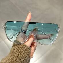 Unisex Oversized Semi-Circular Glasses - Anti-Glare , Perfect For Hiking, Beach Trips, And Daily Outdoor Activities; Durable And Stylish - Tròng kính màu cam nhạt - Xem 3
