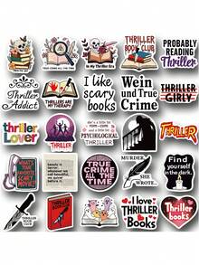 50pcs Fun Cartoon Thriller Book Creative Stickers Suitable For Handbooks, Phone Cases, Laptop Suitcases, Refrigerators - Multicolor - View 12