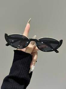1pc Retro Cat Eye Small Frame Glasses, Y2K Style For Women, Fashion Accessory For Casual, Outdoor, Summer, Autumn/Winter, Beach, Business, Gift, Suitable For Daily Wear, Beach, Travel - Multicolor - View 3