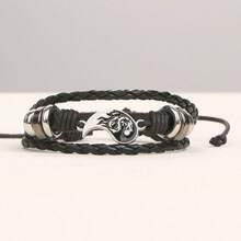Couple's PU Leather Bracelet, Dragon Pattern Yin Yang Tai Chi Matching Jewelry