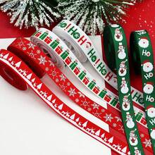 5 Yardas de Cinta Decorativa Navideña, Cinta con Tema de Muñeco de Nieve, Manzana Navideña para Envolver Regalos, Cinta para Envolver Regalos Navideños, Adecuada para Artículos Decorativos de Regalo de Navidad