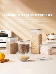 VOOVA 6/24/30-Pcs Sealed Food Storage Containers With LIDS For Cereal, Pasta, Flour And Candy Dishes, Candy Jars, Plastic Kitchen Storage Containers, Kitchen Accessories,Christmas Gifts,Christmas Stuff , - 黑與白 - 查看 8